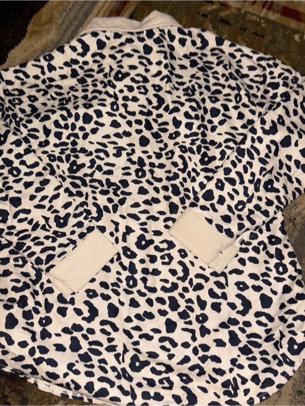 Cream Leopard-Print Button-Front Women's Blazer Shirt - Picture 6 of 7